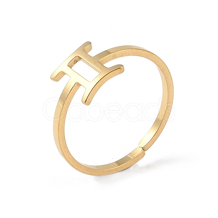Real 18K Gold Plated 304 Stainless Steel Adjustable Finger Ring LS-RJEW-L115-01G-06-1