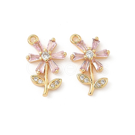 Brass Micro Pave Cubic Zirconia Pendants KK-C099-02G-02-1