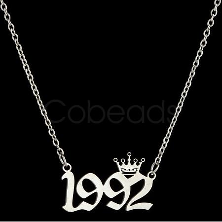 Crown Birth Year 201 Stainless Steel Pendant Necklaces for Women FS-WG4E8F2-53-1