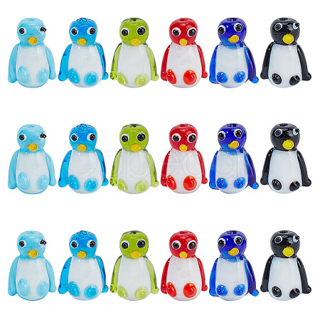 18Pcs 6 Colors Handmade Lampwork Beads LAMP-DR0001-05-1