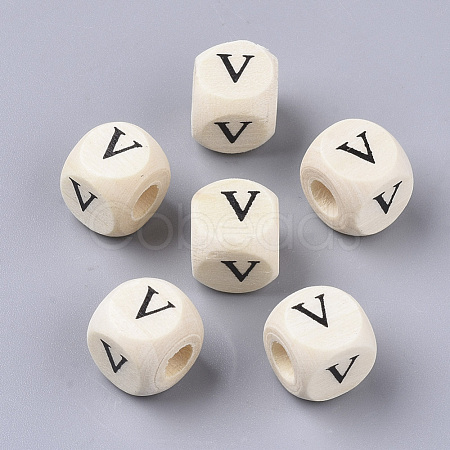 Printed Natural Wood Beads WOOD-T026-001V-1