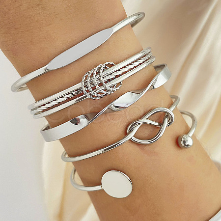 5Pcs 5 Styles Alloy Bangles WG70F83-02-1
