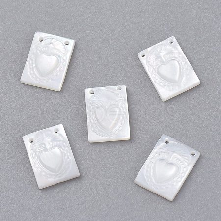 Natural White Shell Mother of Pearl Shell Charms SSHEL-L018-006-1