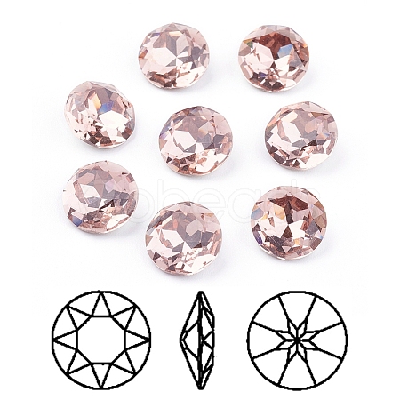 Pointed Back & Back Plated K9 Glass Rhinestone Cabochons RGLA-J012-10mm-319-1