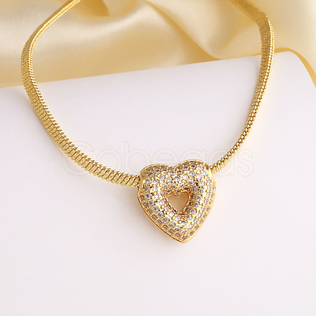 Brass Micro Pave Clear Cubic Zirconia Pendant Necklaces WG2FDF6-02-1