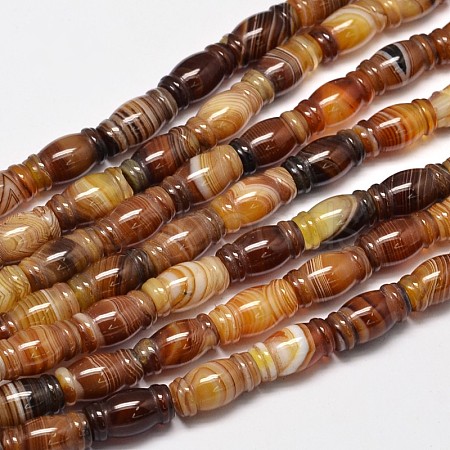 Column Natural Striped Agate/Banded Agate Bead Strands G-M258-41-1