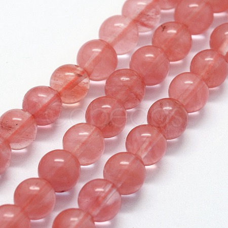 Cherry Quartz Glass Beads Strands X-G-I199-28-10mm-1