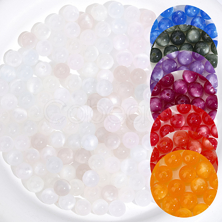210Pcs 7 Colors Transparent Resin UV Reactive Beads RESI-PA0001-40A-1