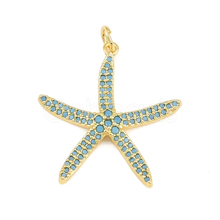 Brass Micro Pave Sky Blue Cubic Zirconia Pendants CU-CBA4A93-01D-G-1