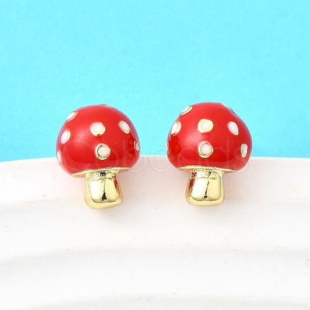 Brass Enamel Stud Earrings EJEW-F372-01B-G-1