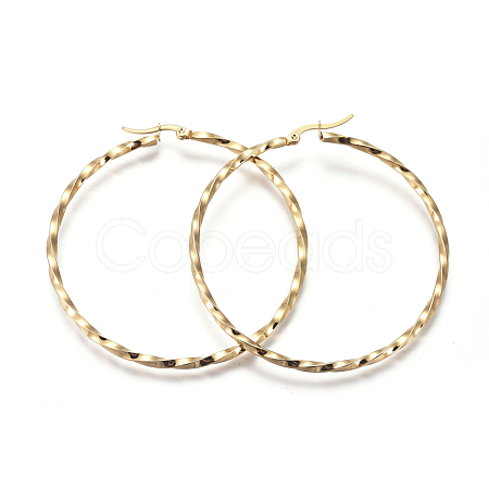 201 Stainless Steel Big Hoop Earrings EJEW-A054-06A-G-1