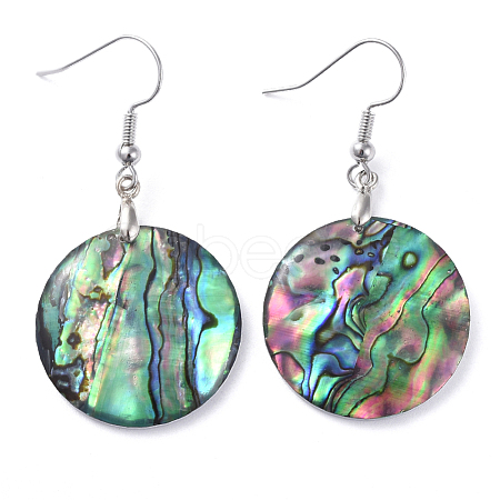 Abalone Shell/Paua Shell Dangle Earrings EJEW-K081-02E-1
