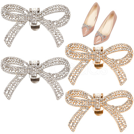 4Pcs 2 Colors Alloy Crystal Rhinestone Wedding Shoe Decorations FIND-CP0001-41A-1
