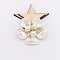 Alloy Decorate Use for DIY the Bag or Hair accessories, with ABS Beads & Rhinestone, Cadmium Free & Lead Free, Flower. Light Gold, White, 36mm