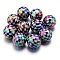 10Pcs UV Plating Colours Acrylic Beads, Printed Straight Hole Round Beads, Mixed Color, 15x15mm, Hole: 3mm