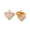 Alloy Enamel Pandants,  Lead Free & Cadmium Free, Light Gold, Diamond Charm, Pink, 16x16x5.5mm, Hole: 1.4mm