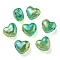 Transparent Crackle Acrylic Beads, Gradient Color, Heart, Light Green, 19x22x14mm, Hole: 3.5mm