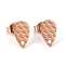 Ion Plating(IP) 304 Stainless Steel Stud Earring Findings, with Hole, Textured Teardrop, Rose Gold, 10x6mm, Hole: 1mm, Pin: 0.8mm