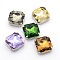 Sew on Rhinestone, Glass Rhinestone, with Brass Prong Settings, Faceted, Square, Mixed Color, 18x18mm, hole: 1mm