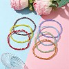7Pcs 7 Styles Faceted Frosted Glass Beaded Stretch Bracelets for Women BJEW-JB10187-2