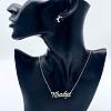 Stainless Steel Letter K Stud Earrings & Word Khadija Pendant Necklaces Sets for Women ES0413-2-3