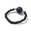 Natural Lava Rock Stretch Rings RJEW-JR00255-01-2