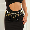 Alloy & Imitation Pearl Twisted Chain Round Tassel Waist Chains for Women WG6FFC1-07-1