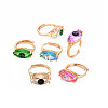 Evil Eye Glass Ajuastable Rings RJEW-S048-002G-NF-1