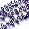 Electroplate Glass Faceted Teardrop Beads Strands EGLA-D014-11-2