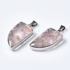Natural Rose Quartz Pendants G-T128-05D-3