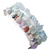 3Pcs 3 Styles Natural Aquamarine & Flower Amazonite Chips Stretch Bracelets Sets BJEW-JB11076-01-5