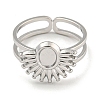 Non-Tarnish 304 Stainless Steel Sun Open Cuff Ring Components RJEW-A043-01P-2