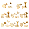 32Pcs 8 Style Ion Plating(IP) 201/304 Stainless Steel Stud Earring Findings STAS-ME0001-39G-1