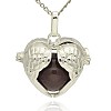 Silver Color Plated Brass Hollow Heart Cage Pendants KK-J241-10S-1