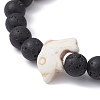 Synthetic Turquoise Dolphin & Lava Rock Beaded Stretch Bracelet BJEW-JB09838-01-2