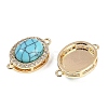 Synthetic Turquoise Oval Connector Charms KK-U043-50G-03-2