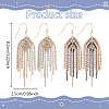 2 Pairs 2 Colors Natural Pearl Beaded & Rhinestone Chains Tassel Earrings EJEW-AN0004-23-2