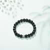 Natural Lava Rock & Rhinestone Stretch Bracelet BJEW-JB08574-2