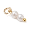 Natural Cultured Freshwater Pearl Round Beaded Charms PALLOY-JF04308-4