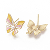 Brass Enamel Stud Earring Findings KK-T051-45G-NF-2