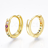 Brass Micro Pave Cubic Zirconia Huggie Hoop Earrings EJEW-S201-40G-2