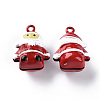 Christmas Baking Paint Brass Bell Pendants KKB-S002-002-2