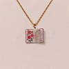 Brass Enamel Book Pendant Necklaces for Women KK-CBAF5B9-01G-06-1