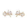 Brass Micro Pave Clear Cubic Zirconia Stud Earring Findings KK-T062-246G-1