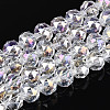 AB Color Plated Transparent Glass Round Beads Strands EGLA-T029-8mm-12T-18-1