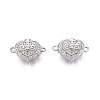 Brass Micro Pave Clear Cubic Zirconia Box Clasps KK-Q074-07P-1