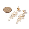 Shell Pearl Beaded Tassel Chandelier Earrings EJEW-TA00218-2