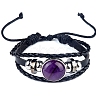 Natural Amethyst Flat Round Link Multi-strand Bracelets PW-WGD176F-06-1