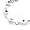 Enamel Rhombus with Evil Eye Link Chains Bracelet BJEW-P271-03P-02-2