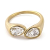 Ion Plating(IP) 304 Stainless Steel Rhinestone Teardrop Cuff Open for Women RJEW-N046-04K-G-2